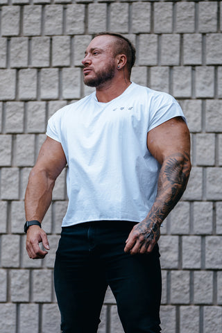 Oversized Raw-Cut Cropped Tee - White
