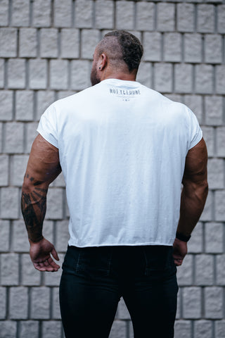 Oversized Raw-Cut Cropped Tee - White